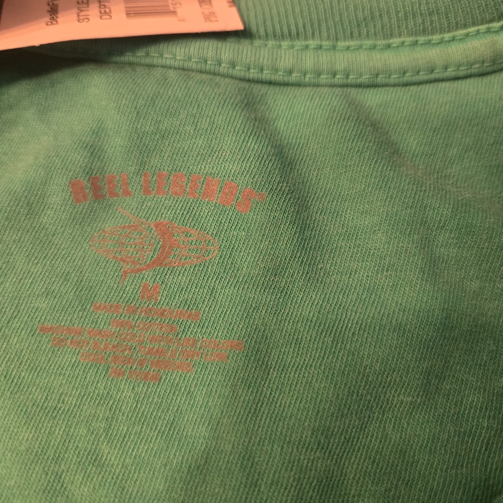 Men's Sz M Green Pocket T-Shirt Reel Legends Pigment Wash New - Picture 4 of 5